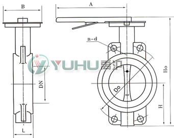 D71X軟密封對夾蝶閥 (手柄傳動(dòng)) 
